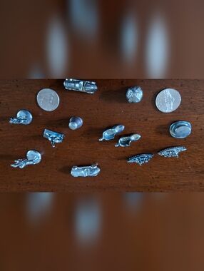 Vintage Monopoly Game Mixed Silver-Tone Placeholder Pieces (12)